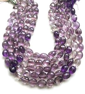 พลอยแอมะทิสต์ธรรมชาติทรงรีเว้า 1 เส้น สำหรับทำเครื่องประดับอัญมณีชั้นดี - Product Image 1