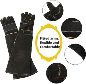 Guantes de soldadura de cuero OEM Protección térmica de mano completa Agarre de Palma fuerte Ajuste cómodo para uso en fábrica de fabricación de metal - Product Image 3