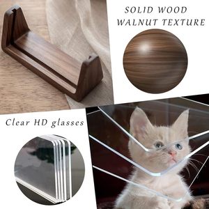 กรอบรูปไม้วอลนัท5X7กรอบรูปสีน้ำตาลพร้อมฝาครอบกระจกอะคริลิคสองด้านภาพถ่ายแนวตั้งแนวนอน2ชิ้น - Product Image 3