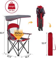 Chaise de jardin pliable au design moderne avec auvent rétractable en acier inoxydable pour le camping, la pelouse, la randonnée, les voyages et la plage
