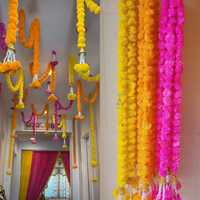 Guirlande de fleurs artificielles de souci indien 2025 avec clochettes pour décoration de mariage, guirlande de fleurs artificielles pour décoration Mehendi Haldi
