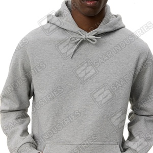 เสื้อฮู้ดผ้าผสมโพลีเอสเตอร์/คอตตอนสีเทาอ่อน ทรงหลวม กระเป๋าจิงโจ้ มีเชือกผูกฮู้ด สไตล์ลำลอง สตรีทแวร์ - Product Image 6