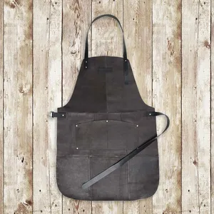 High quality adorable blank Black bbq Leather Cooking Apron