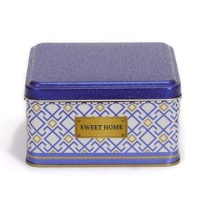 1.9L Fond rouge avec lignes géométriques 158x158x80mm Boîte de rangement carrée en métal Motif sans couture Design Paniers géométriques en métal - Product Image 2