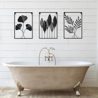 Sculpture murale en métal encadrée, motif feuille abstraite moderne, faite à la main, ensemble de 3 pièces, emballage multi-pièces, cadeau de bureau tendance pour anniversaire