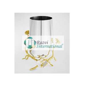 Vase en verre avec motif de fleur de bijou sur base en métal doré Vase à fleurs en verre élégant fantaisie et vase à fleurs au design unique - Product Image 2