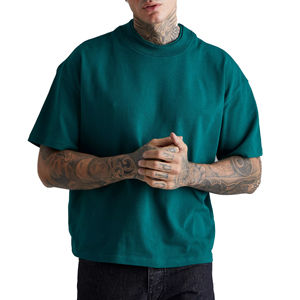 Camiseta Personalizada para Hombre, Corte Cuadrado, Felpa Francesa, 100% Algodón Orgánico, Gruesa, 300 GSM, Cuello Redondo Holgado, Estilo Urbano, Impresión Digital Rápida - Product Image 1