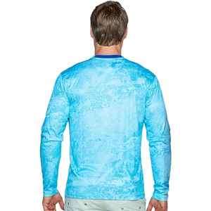 Camisas de pesca deportivas de manga larga de punto sólido para hombre, logotipo personalizado para exteriores, transpirable, cómodo, OEM - Product Image 2