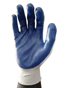 Guantes protectores antideslizantes antiestáticos y antivibración de calibre 13, guantes de seguridad lisos con revestimiento de nitrilo y forro de nailon impermeable - Product Image 5