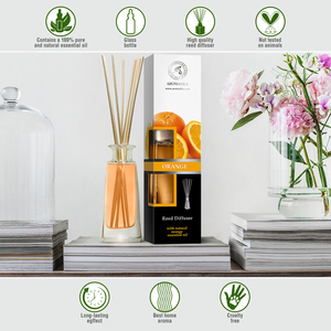 Diffuseur à bâtonnets Aromatika Orange 100ml avec huile essentielle naturelle, parfum d'ambiance longue durée aux agrumes doux - Product Image 3