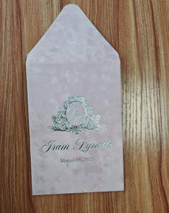 Enveloppes verticales en velours A7 avec logo en feuille d'argent rose poussiéreux pour invitations <span class=keywords><strong>de</strong></span> mariage Enveloppes Quinceanera en velours bordeaux 5x7 - Product Image 2