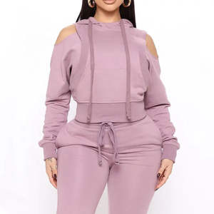 2025 Custom Autumn Winter <b>Thick</b> <b>Fleece</b> Long Sleeves Sweatpants and Hoodie Set Two Piece Set Women - Product Image 3