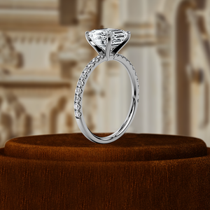 Anillo de Diamante Cultivado en Laboratorio con Certificación IGI, Anillo de Compromiso para Mujer, Anillo de Boda Solitario con Corte Asscher de 1 Quilate, Media Pavé, Oro de 14k - Product Image 4