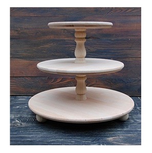 2025 Table Top Décoratif En Bois Gâteau Stand Élégant Qualité Mango Bois Marron Couleur Tendance Design 3 Niveaux Cupcake Stand - Product Image 6