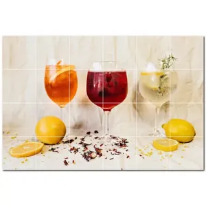 ภาพจิตรกรรมฝาผนังกระเบื้องเซรามิกสีไวน์เฟอร์นิเจอร์ห้องครัว PT501202 72 \ "W x 48 \" H ชุดกระเบื้อง24 12X12 - Product Image 1