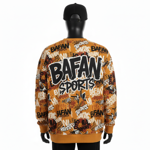 Sudadera Extra Grande para Hombre, Algodón Premium, Felpa de 320 g/m², Cálida y Suave al Tacto, Color Marrón, Estampado Completo, Logotipo en Serigrafía, Sudadera Básica Extra Grande - Product Image 2