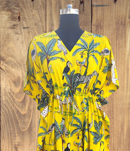 ชุดนอนผ้าฝ้ายแท้สำหรับผู้หญิงพิมพ์ลายป่าสีเหลืองชุดใส่สบาย - Product Image 2