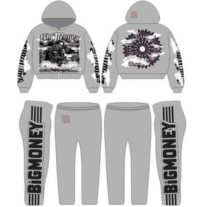 Conjunto Deportivo Holgado para Hombre, Sudadera con Capucha y Pantalones, 450 500GSM, Felpa de Algodón Grueso, Logotipo Personalizado, Impresión DTG y Serigrafía - Product Image 4