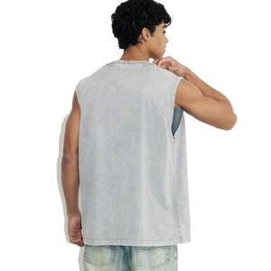 High quality Summer Men Tank <b>Top</b> and Acid Wash 100% cotton gym and Streetwear <b>Distressed</b> Customize Sleeve Tank <b>top</b> for men - Product Image 3