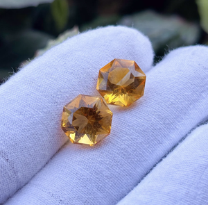 Citrine naturelle hexagone fantaisie à facettes jaune orange pierres précieuses en vrac Jaipur fabricant Quartz naissance de novembre - Product Image 1