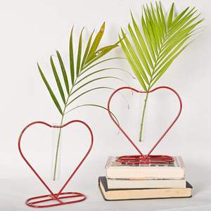 Ensemble de vases à fleurs en forme de cœur en tube à essai, support en métal moderne avec tube en verre pour la décoration de la maison, centre de table, cadeau - Product Image 5