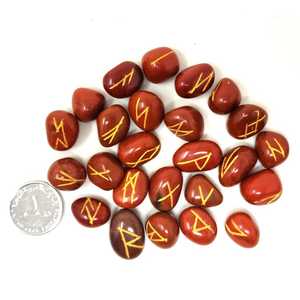 Bán Buôn Đỏ Jasper Rune Đá Đặt Khắc Với Vàng Biểu Tượng Đánh Bóng Tình Yêu Cho Bói Toán Chữa Bệnh Thiền Reiki Tinh Thể - Product Image 3