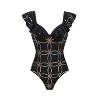 JSN 2026 Maillot de bain une pièce personnalisé pour femme, style bikini avec robe de bain, tendance, sexy, dos nu, à volants, pour la plage