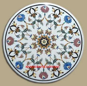 <b>White</b> Marble Inlay <b>Table</b> Top Home and Hotel Decoration Use From Indian Exporter Manufacturer Top Class <b>Round</b> Shape Marble <b>Table</b> - Product Image 1