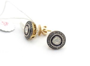 Pendientes de tuerca de diamante Polki de plata de ley chapados en oro de moda para mujer cantidad a granel con diamantes naturales - Product Image 4