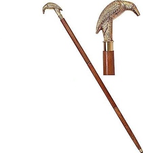 Canne de marche vintage corbeau doré manche en laiton manche noir bâton en bois laiton massif fait à la main Style cadeau bois Antique - Product Image 2