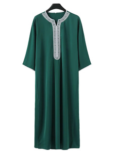 Nouvelle Arrivée 2025 Robe Musulmane Unie Décontractée Vente en Gros Grande Taille Homme Respirant Coton Vêtement Islamique Thobe Taille Adulte - Product Image 4