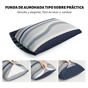 Juego de Funda Nórdica Moderna a Rayas con Cierre de Cremallera, 100% Poliéster Tejido, con Funda de Almohada para Uso Doméstico, Suave, Transpirable y Cómodo para Dormir - Product Image 3