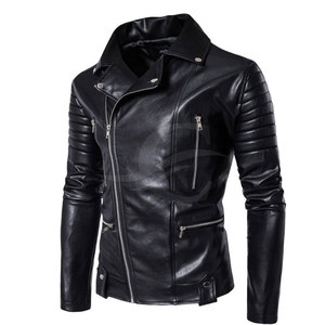 Veste en cuir véritable de couleur unie personnalisée à la mode col montant toile saison d'hiver conception de taille personnalisée - Product Image 1