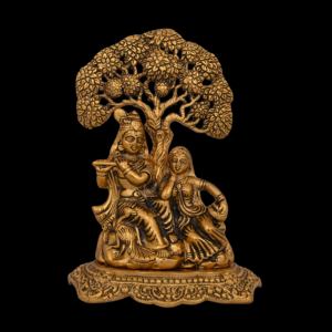 Radha Krishna plaqué or fait à la main et Statue de conception d'arbre à l'arrière pour la décoration de la maison et les cadeaux - Product Image 6