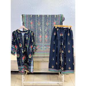 FUSION LAWN 3 PCS SUIT SL00250 เสื้อแขนสามส่วนผ้าชีฟองสไตล์โบฮีเมียนสุดชิค - Product Image 1