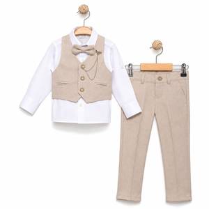 Ensemble de costume 4 pièces en tissu Buhara pour garçons avec gilet et nœud papillon – Ensemble de smoking formel pour mariage pour garçons - Product Image 2
