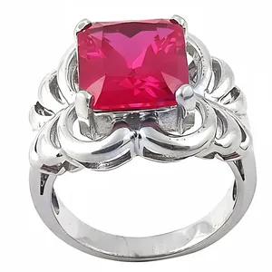 Anillo de Cóctel de Plata 925 para Mujer con Gema de Rubí, Anillos de Moda - Product Image 3