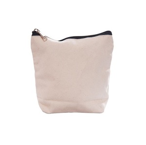 Bolsa pequeña con cremallera de lona de algodón ecológica personalizada, bolsa de cosméticos de maquillaje reutilizable blanca lisa con logotipo - Product Image 5