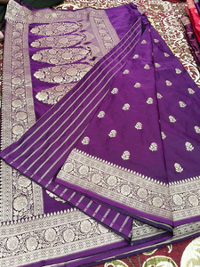 Hermoso y Muy Solicitado Saree Mashrow Banarasi, Tejido Powerloom, Tela de Seda Suave y Lisa, para Fiestas y Ocasiones Tradicionales - Product Image 6