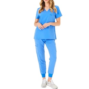 Ensemble de blouses et pantalons de soins d'urgence à mouvement flexible, testé pour la qualité, avec poches et col en V, pour uniforme d'hôpital - Product Image 1