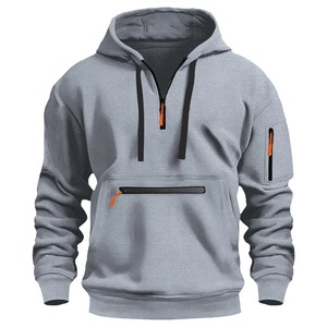 Pull de sport décontracté pour hommes, sweat à capuche de couleur unie, poche sur le bras, corde à tirer, coupe ample, printemps automne/hiver, chemisier à la mode, teint uni - Product Image 6