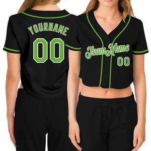 Prix pas cher Femmes Crop Baseball Jersey vente chaude vêtements de sport anti-rides haut tendance Baseball Jersey avec un matériau durable - Product Image 4