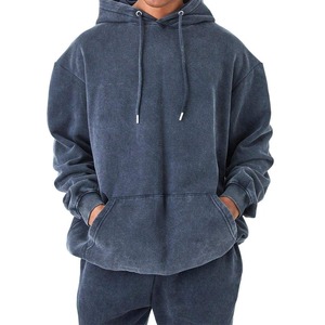 Men's Lightweight Acid Wash Tracksuit Custom Logo Hooded Winter Coat Solid Pattern Full Length Breathable Plus Size - Product Image 3