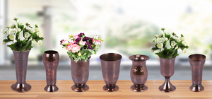 Florero de Metal de oro martillado, maceta moderna para mesa, suelo, pared, boda, personalizada, hecha a mano, gran cantidad - Product Image 4