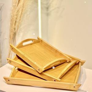 Plateaux à dessert en bois de qualité supérieure les plus vendus élégant plateau de service en bois de bambou avec poignées latérales - Product Image 6