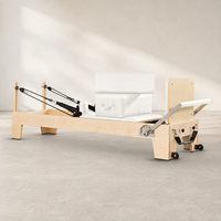 Mesin Pilates Reformer Grosir dengan Rangka Kayu Maple Solid, Konstruksi Komersial, untuk Kelas Grup