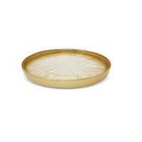 Plateau de service moderne en laiton et fer, support à fleurs pour la décoration de la maison, compatible lave-vaisselle et micro-ondes, cadeau Diwali, vente en gros Inde