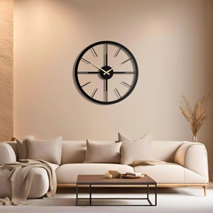 Elegante Reloj de pared redondo de metal negro con diseño atemporal simple perfecto para agregar encanto elegante a la pared del hogar y el interior de la Oficina - Product Image 6