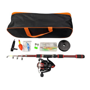 Kit de canne à pêche en fibre de carbone Bdt-FISHING GROUP 1,8 m avec poignée EVA, moulinet AK200 et ensemble de leurres dans un sac rouge - Product Image 1