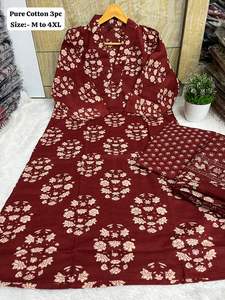 Nuevo Conjunto de Kurti de Algodón Jaipuri Tradicional y Moderno para Fiestas de Invierno, Ropa para Mujer, Estampado sin Técnicas Especiales - Product Image 4